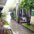 indonésie: Překvapivý prudký a vydatný déšť nás pozdržel pod střechou.